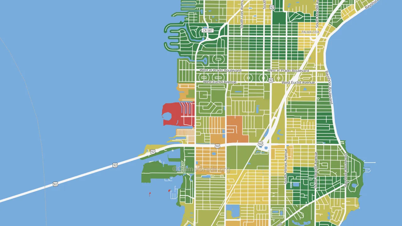Bayside West, Tampa, FL Map of Assault Rates