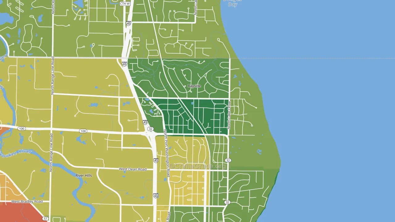 Bayside, WI Map of Assault Rates