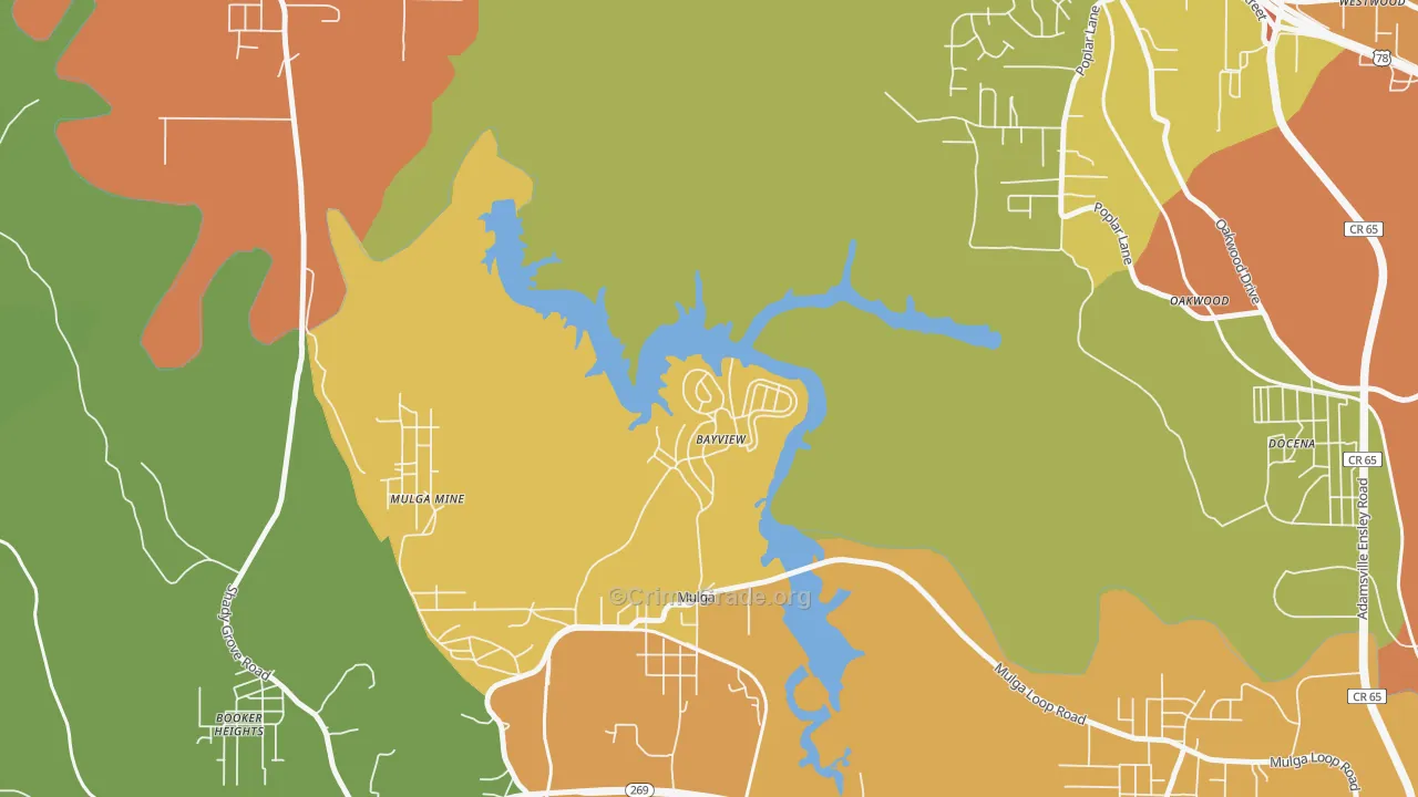 Bayview, AL Map of Assault Rates