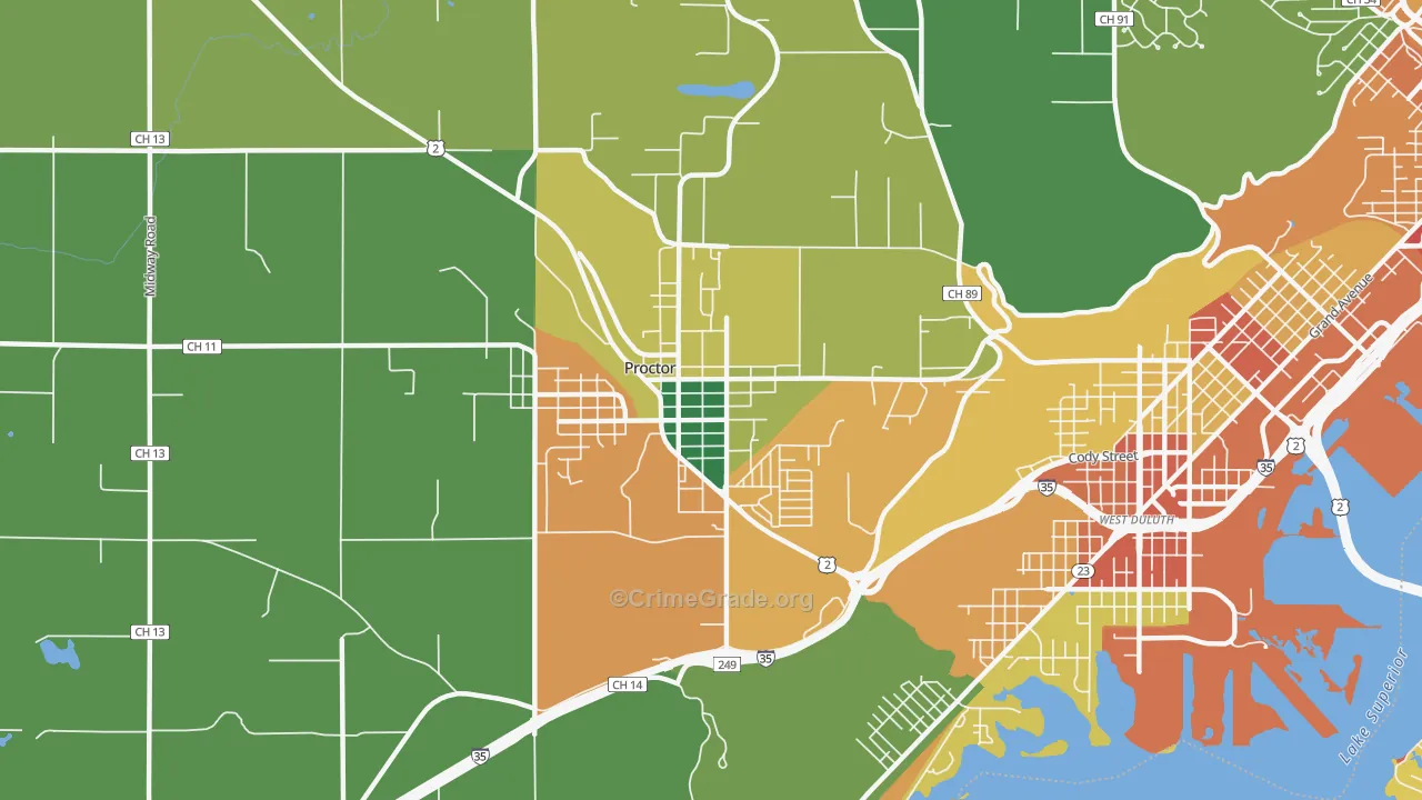Bayview Heights, Proctor, MN Map of Assault Rates