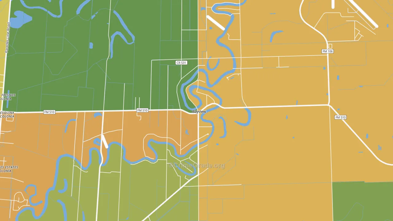 Bayview, TX Map of Assault Rates