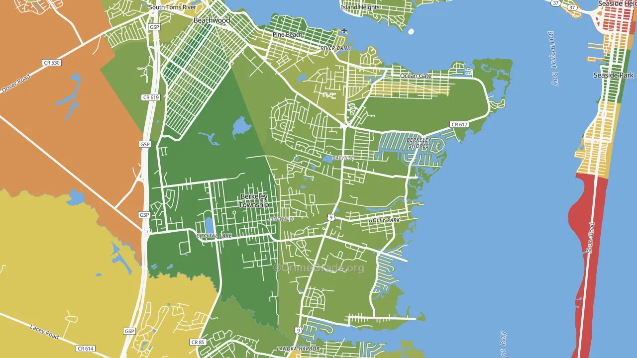 Bayville, NJ Map of Assault Rates