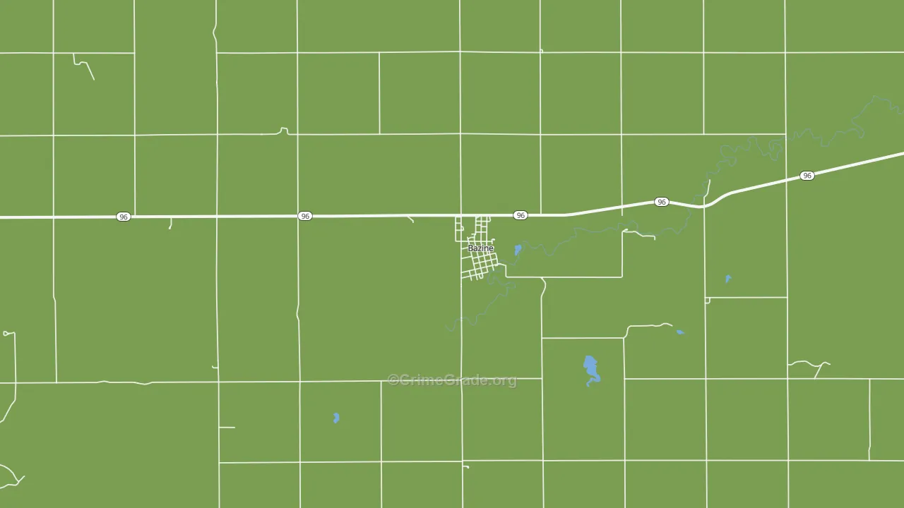Bazine, KS Map of Assault Rates