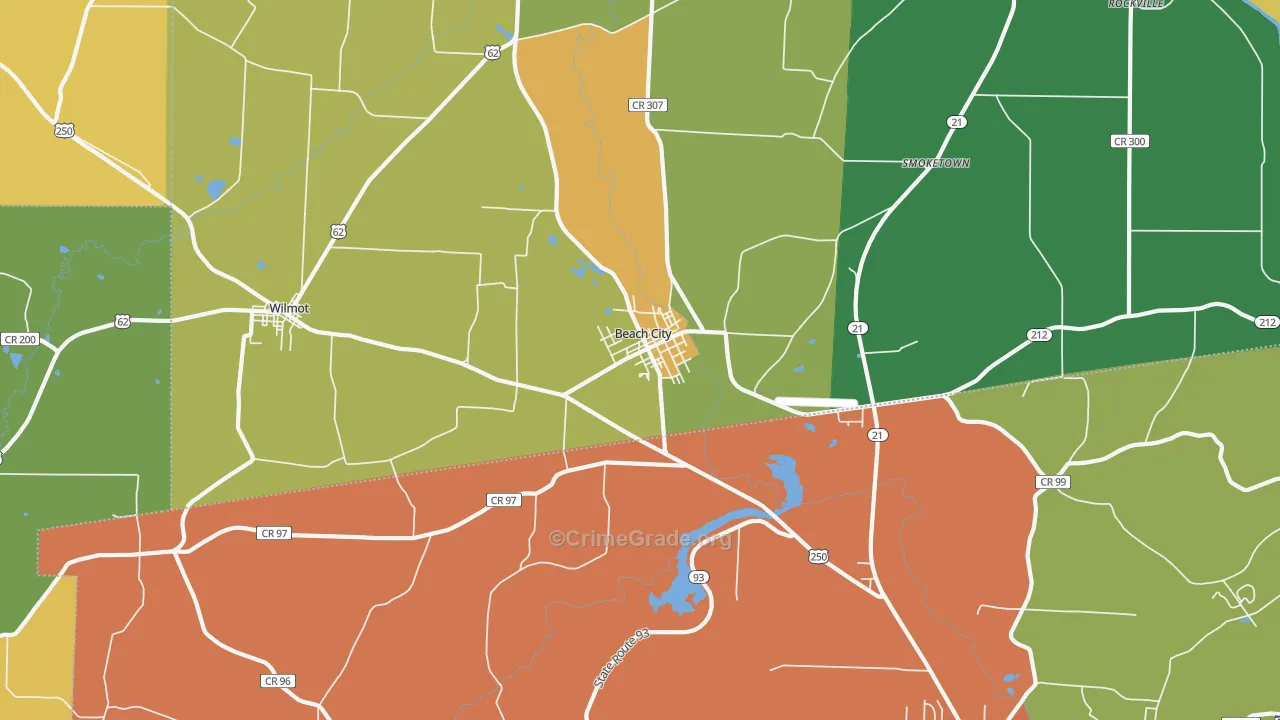 Beach City, OH Map of Assault Rates