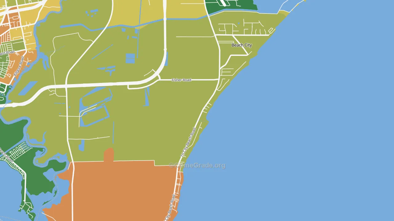 Beach City, TX Map of Assault Rates