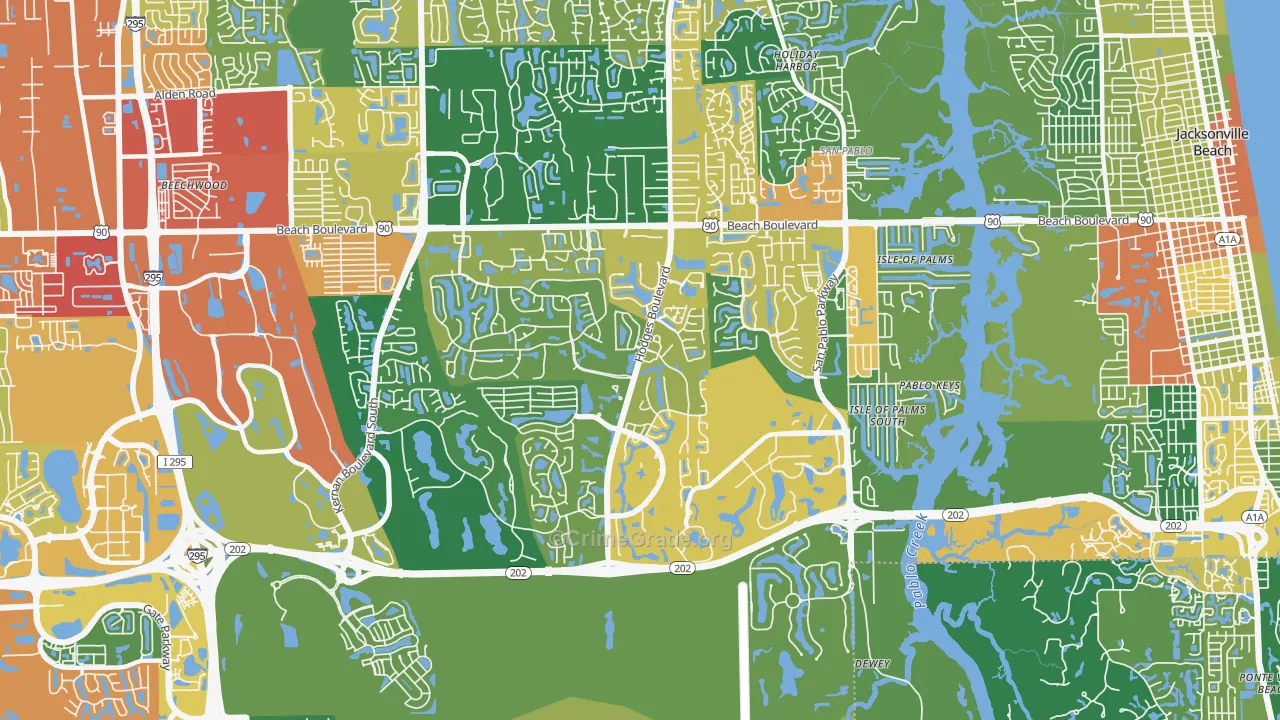 Beach Haven, Jacksonville, FL Map of Assault Rates