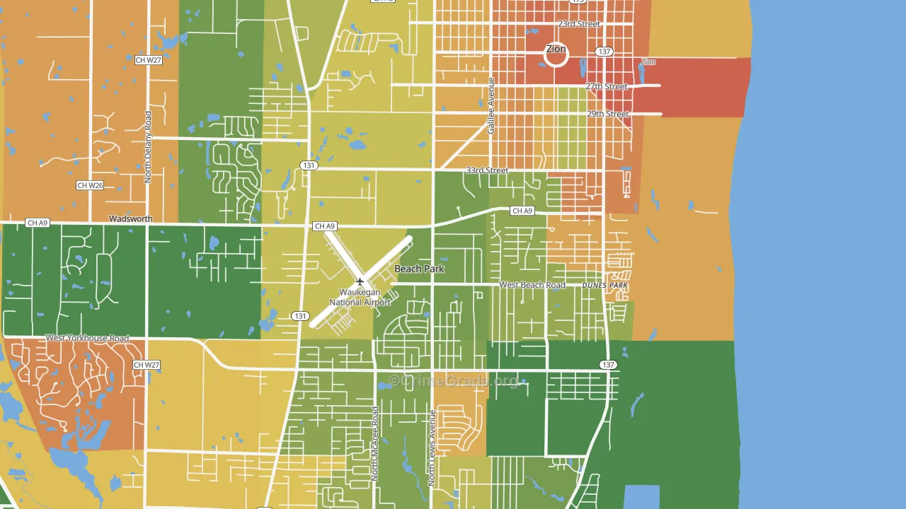 Beach Park, IL Map of Assault Rates