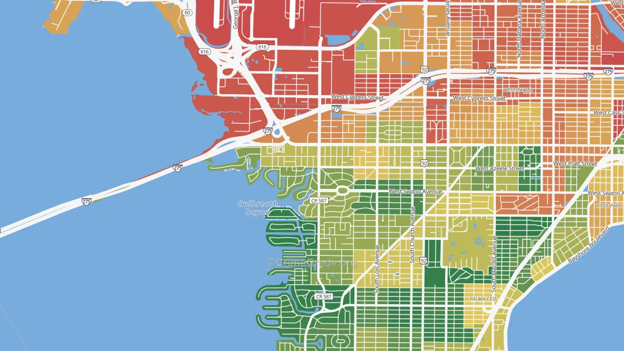 Beach Park, Tampa, FL Map of Assault Rates