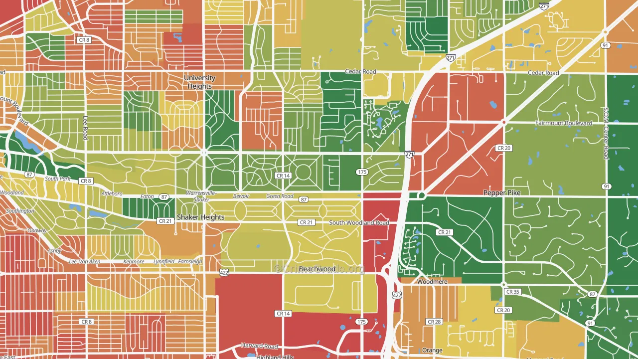Beachwood, OH Map of Assault Rates