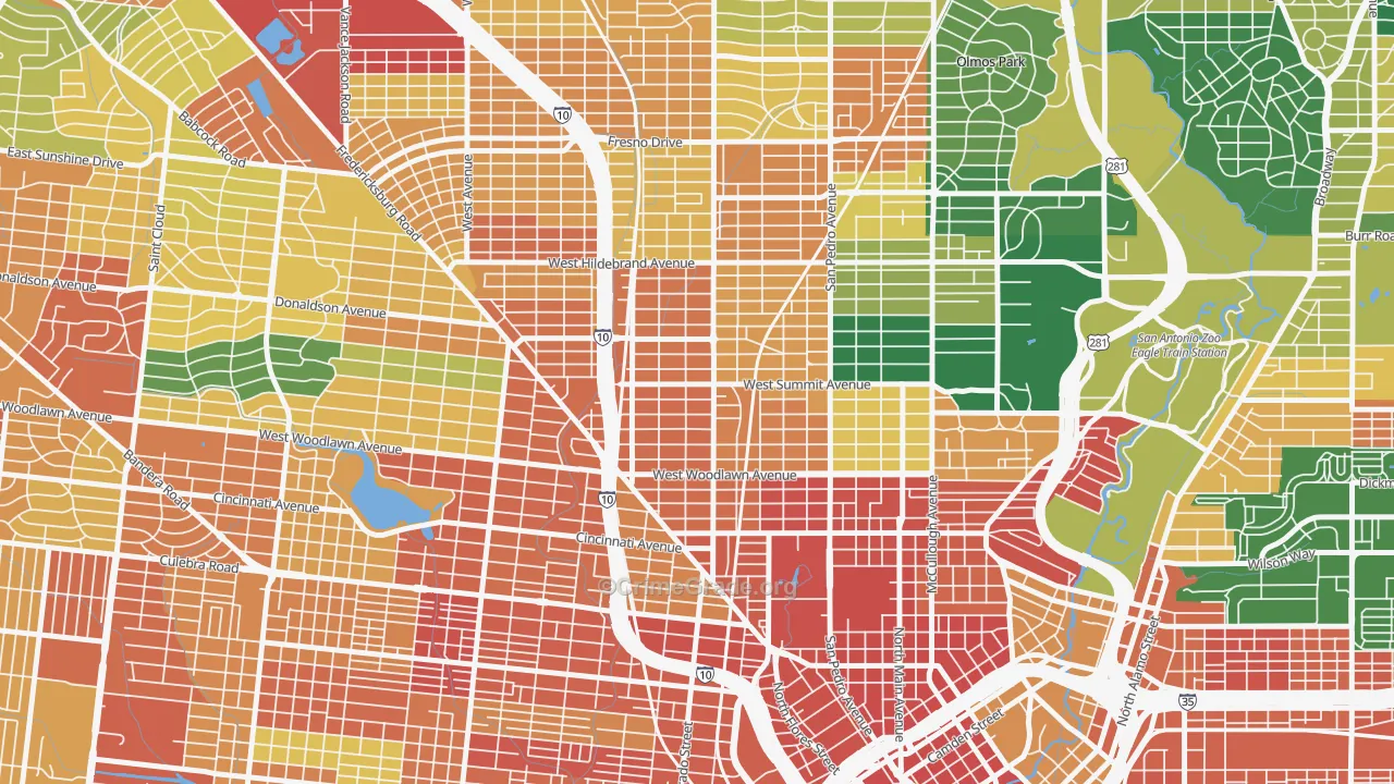 Beacon Hill, San Antonio, TX Map of Assault Rates