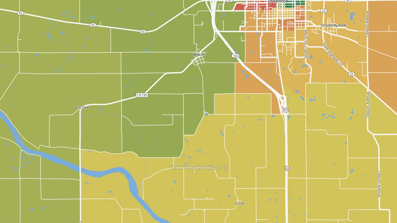 Beacon, IA Map of Assault Rates