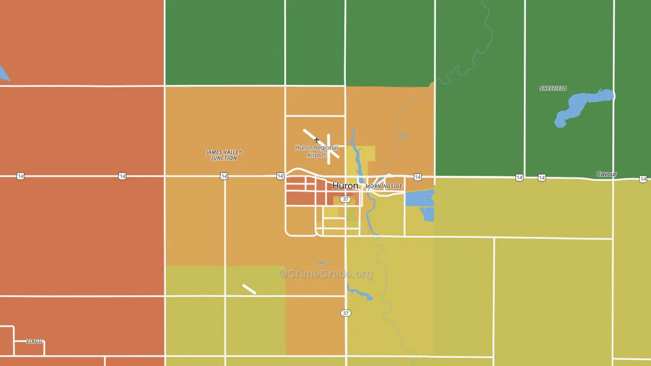 Beadle County, SD Map of Assault Rates