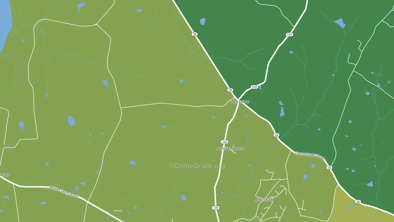 Beallsville, MD Map of Assault Rates