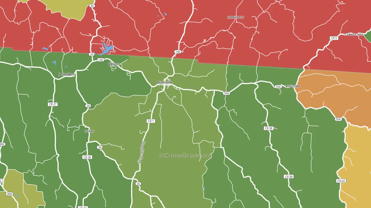 Beallsville, OH Map of Assault Rates