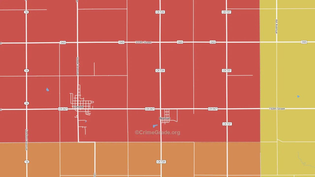 Beaman, IA Map of Assault Rates