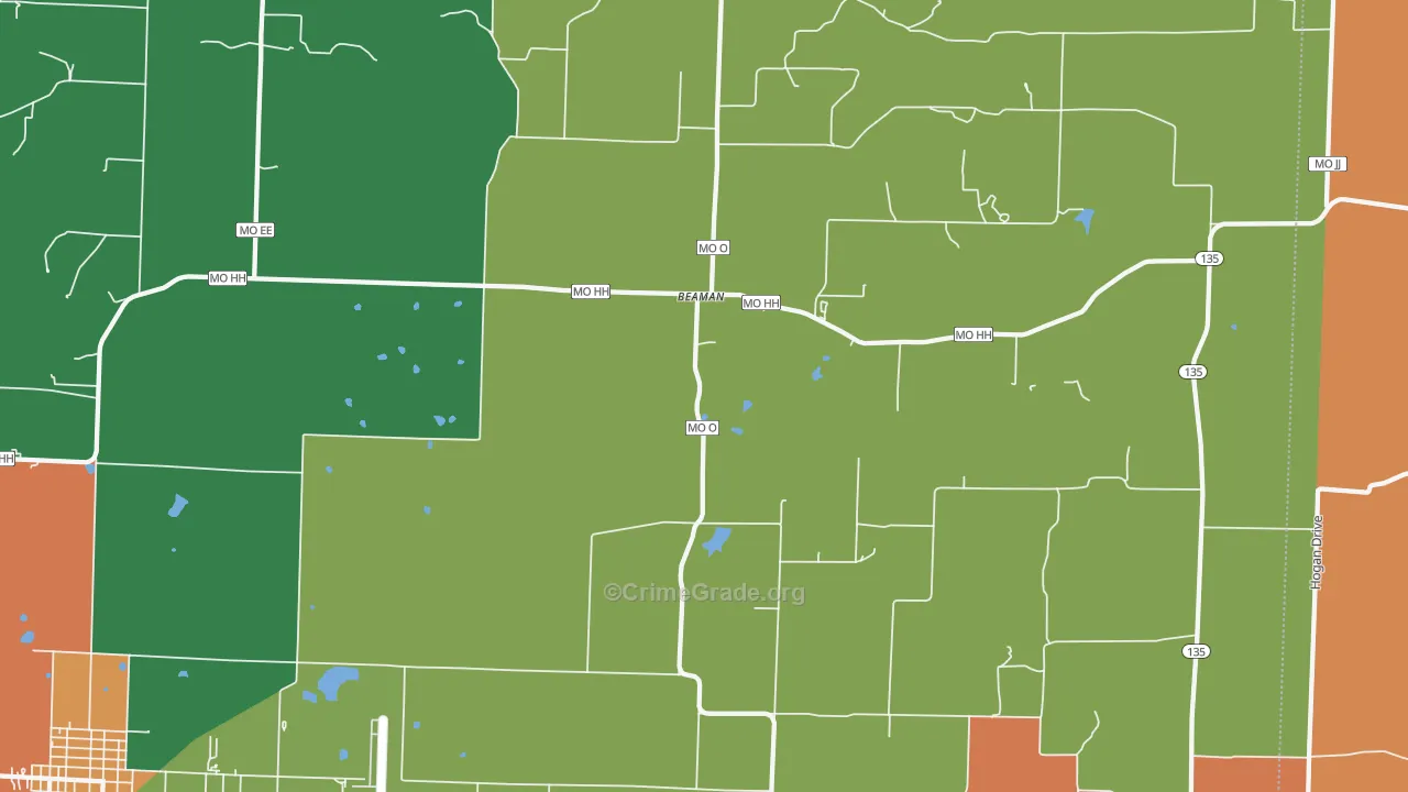 Beaman, MO Map of Assault Rates