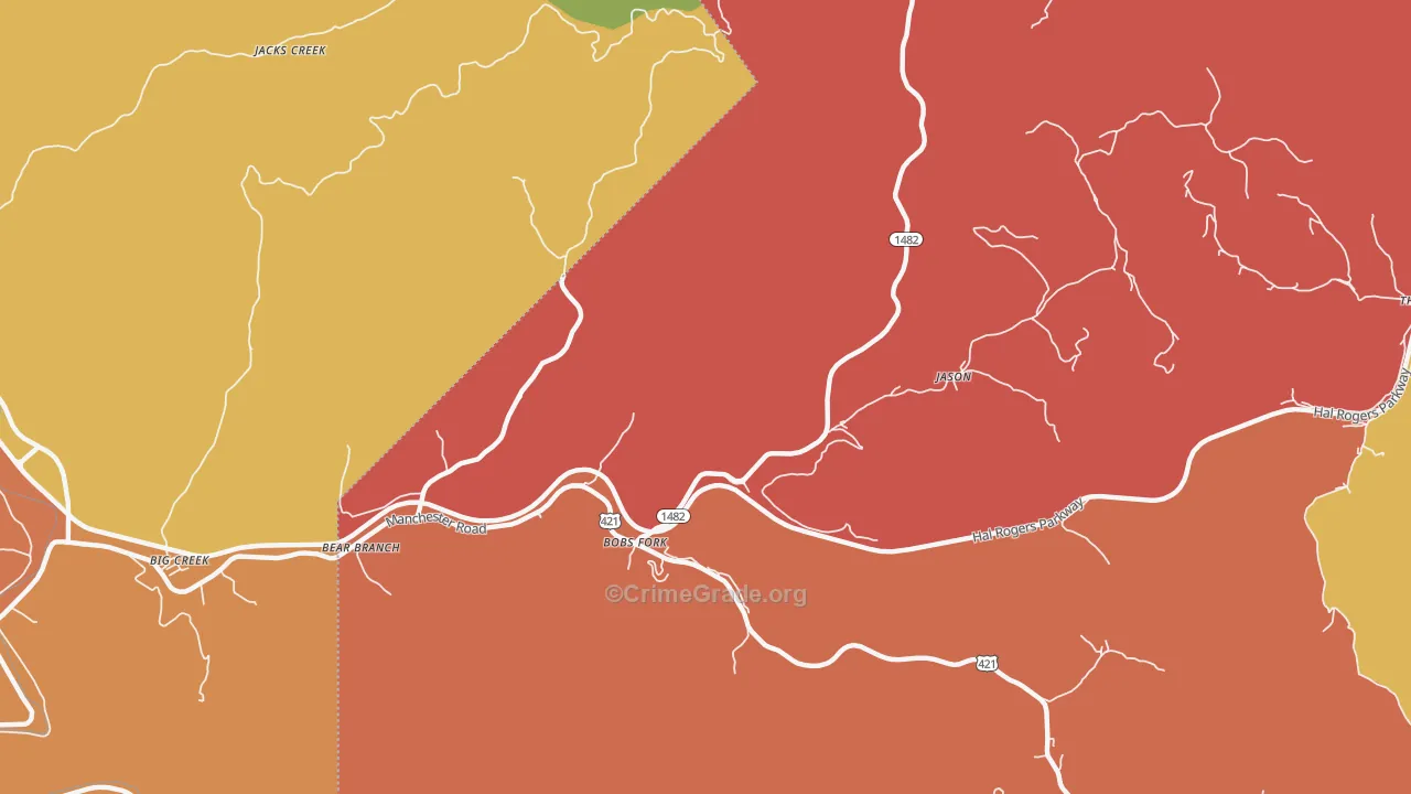 Bear Branch, KY Map of Assault Rates