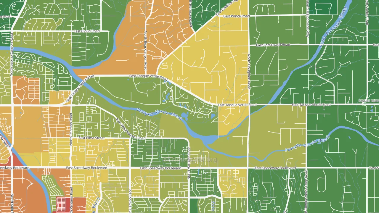 Bear Canyon, Tucson, AZ Map of Assault Rates