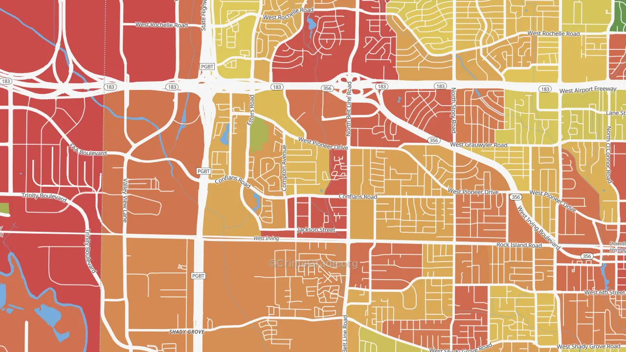 Bear Creek, Irving, TX Map of Assault Rates