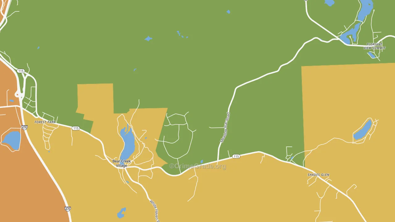 Bear Creek, PA Map of Assault Rates