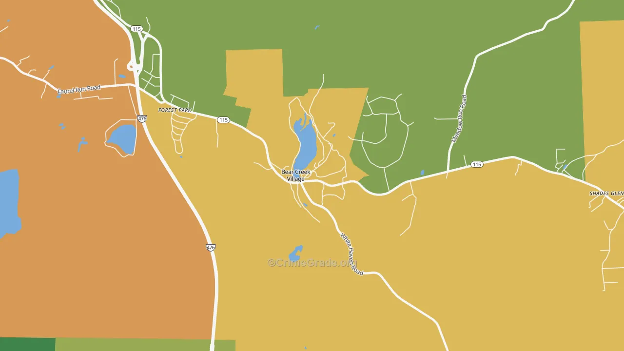 Bear Creek Village, PA Map of Assault Rates