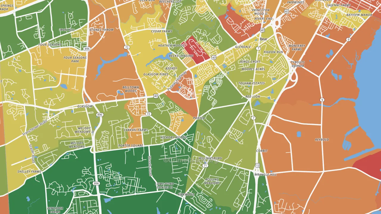 Bear, DE Map of Assault Rates