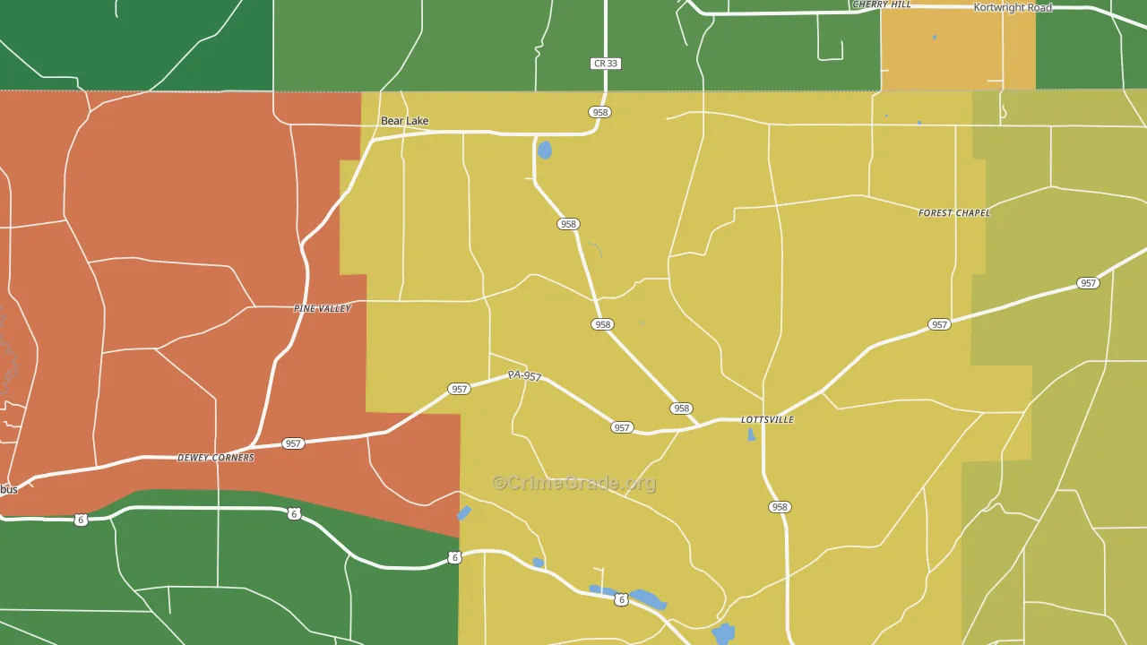 Bear Lake, PA Map of Assault Rates