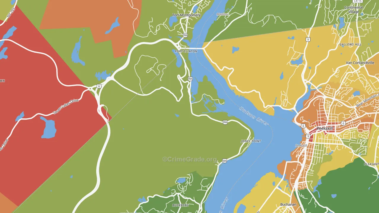 Bear Mountain, NY Map of Assault Rates