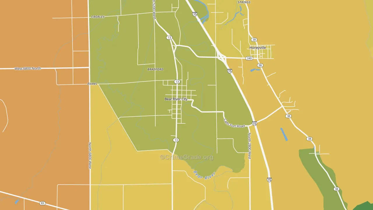 Bear River City, UT Map of Assault Rates