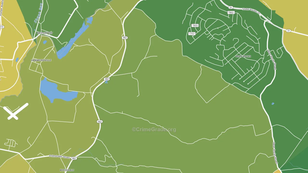 Bear Rocks, PA Map of Assault Rates