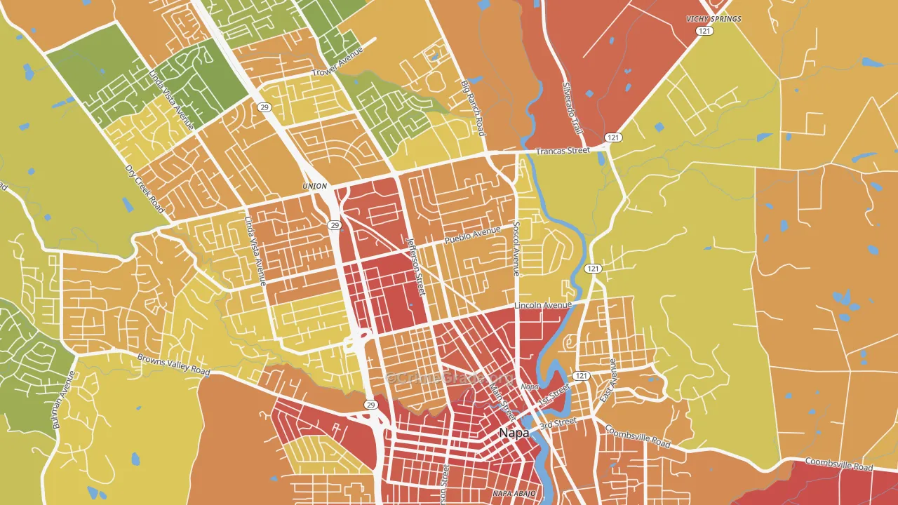 Beard, Napa, CA Map of Assault Rates