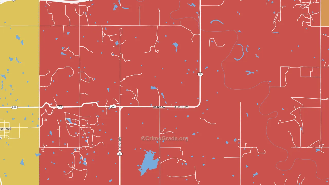 Bearden, OK Map of Assault Rates