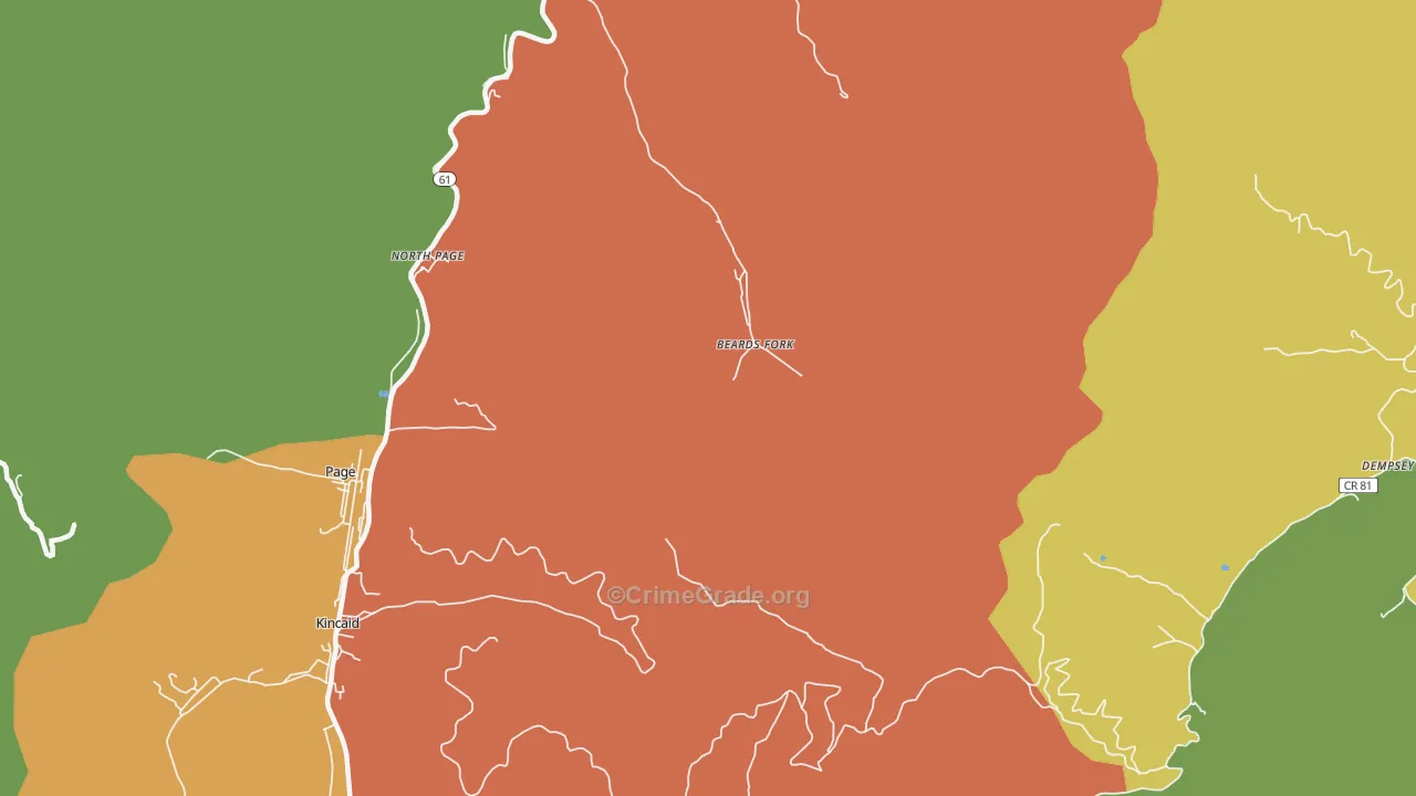 Beards Fork, WV Map of Assault Rates
