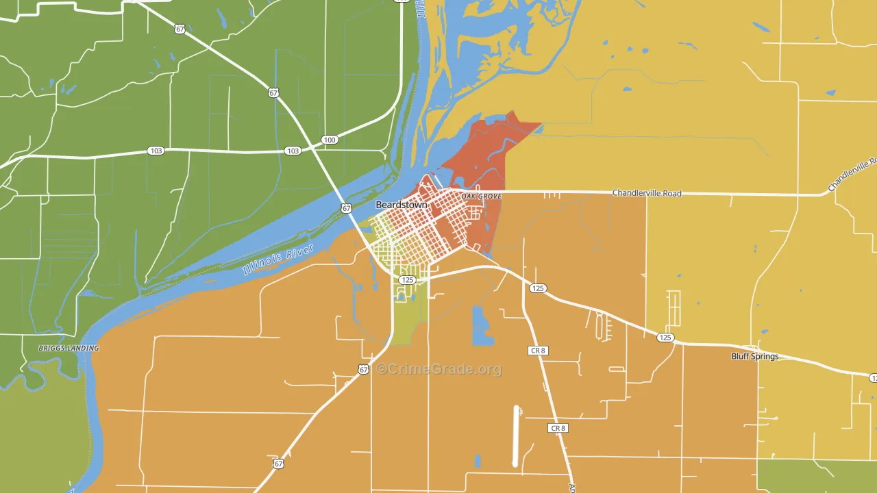 Beardstown, IL Map of Assault Rates