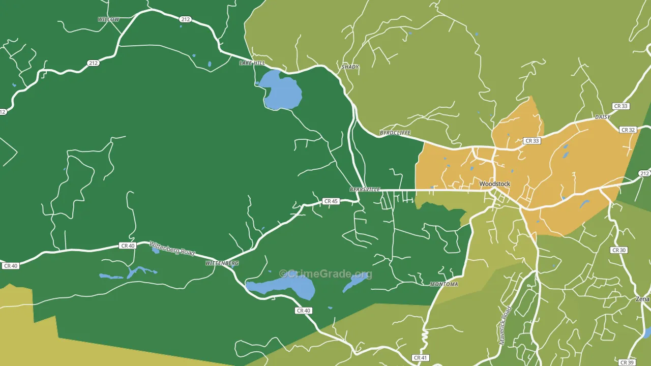 Bearsville, NY Map of Assault Rates