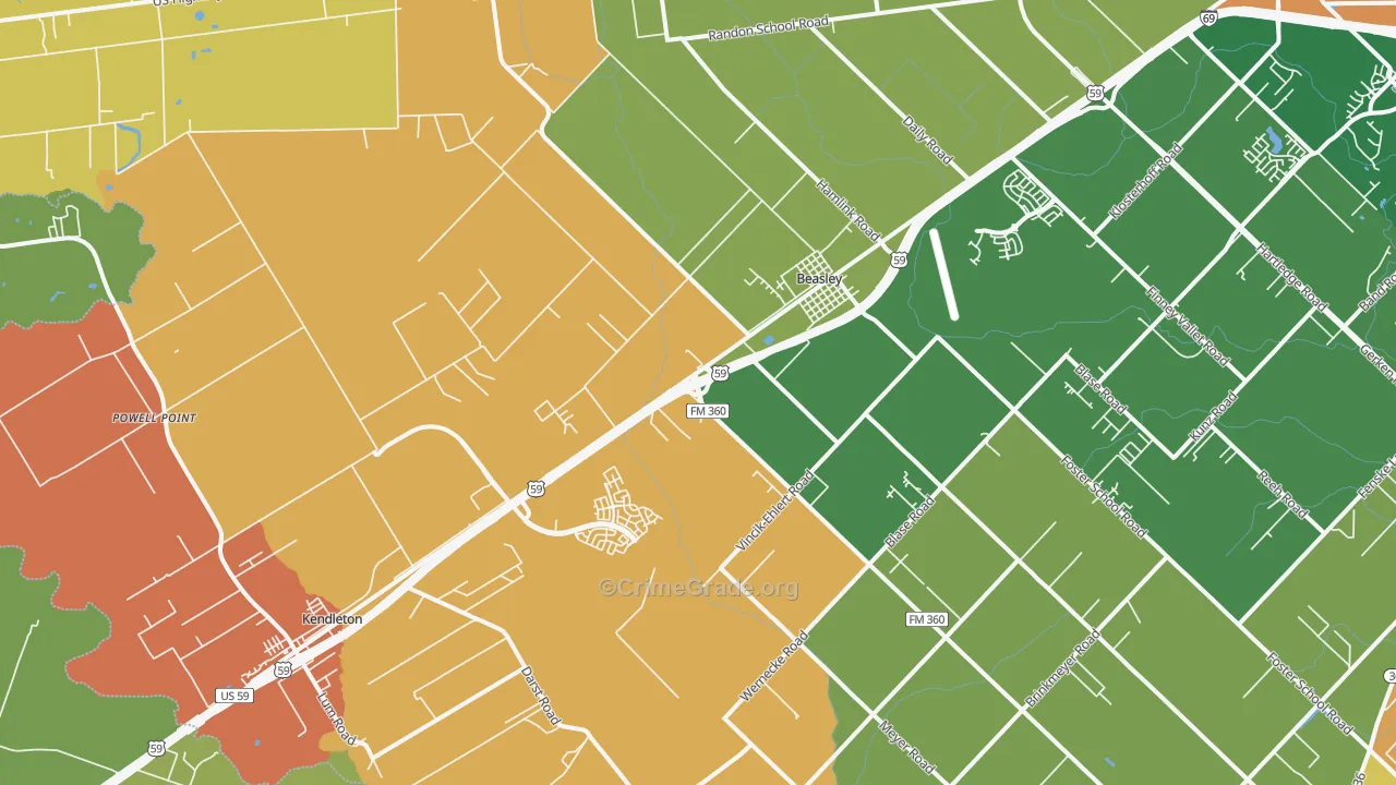 Beasley, TX Map of Assault Rates