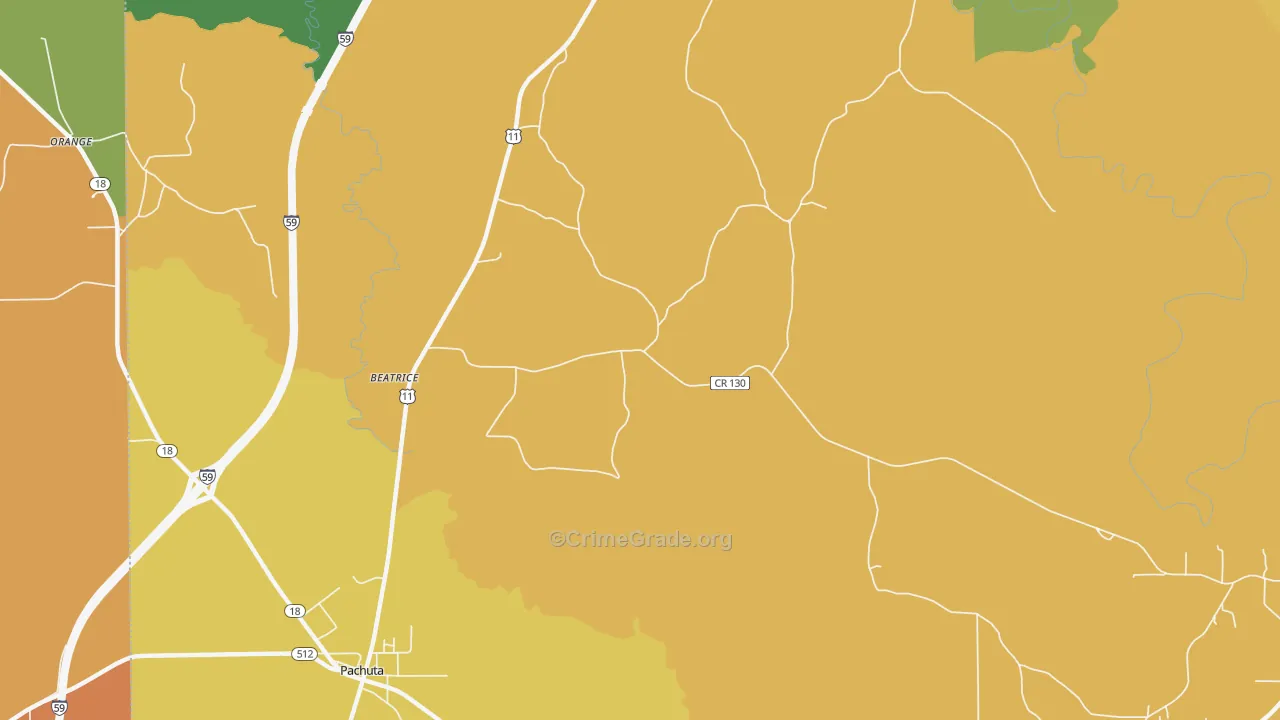 Beatrice, MS Map of Assault Rates