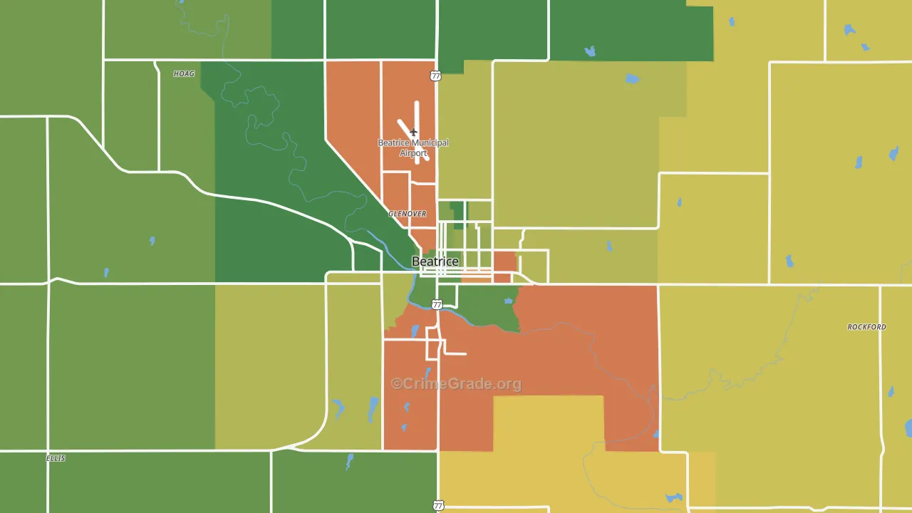 Beatrice, NE Map of Assault Rates