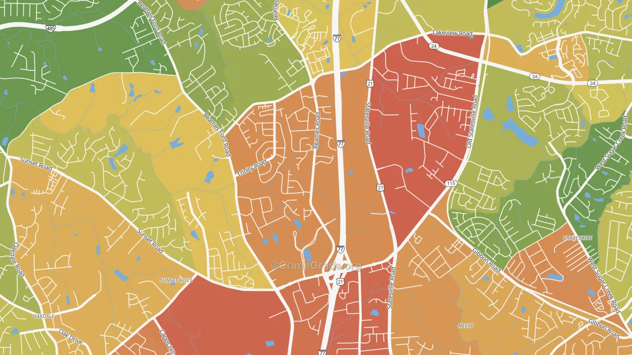 Beatties Ford-Trinity, Charlotte, NC Map of Assault Rates
