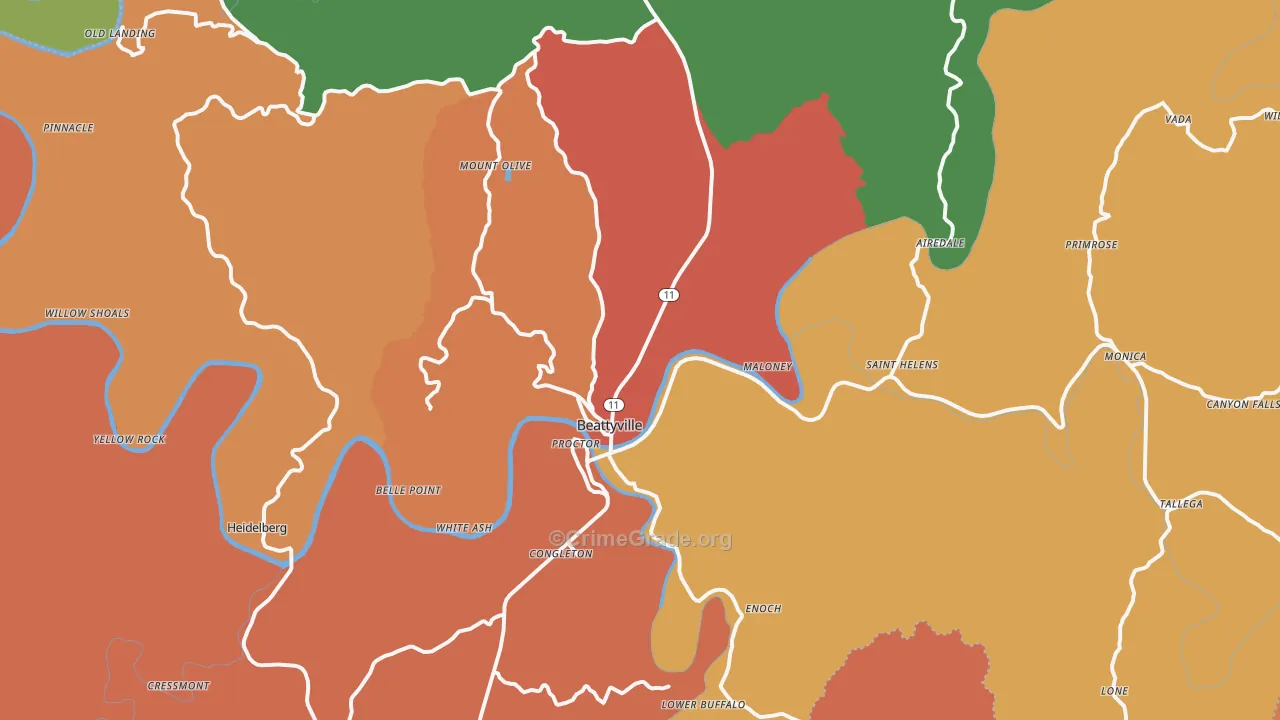 Beattyville, KY Map of Assault Rates