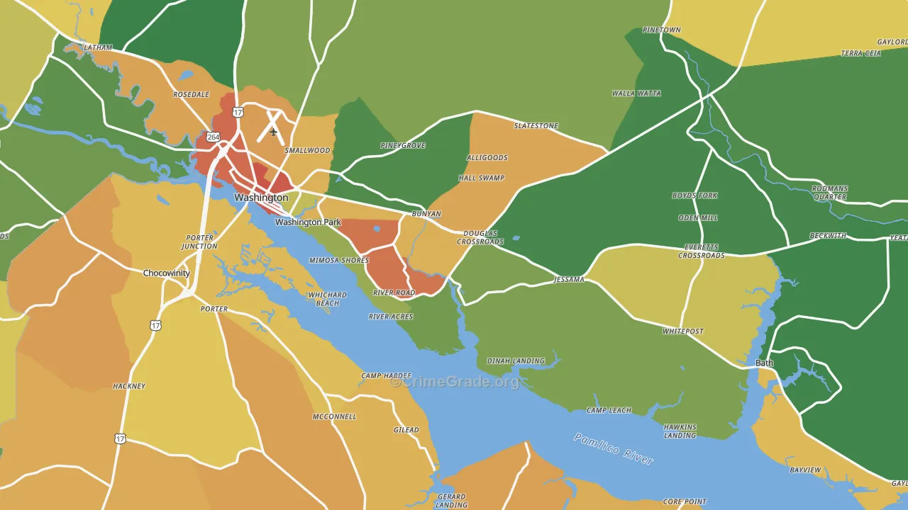 Beaufort County, NC Map of Assault Rates