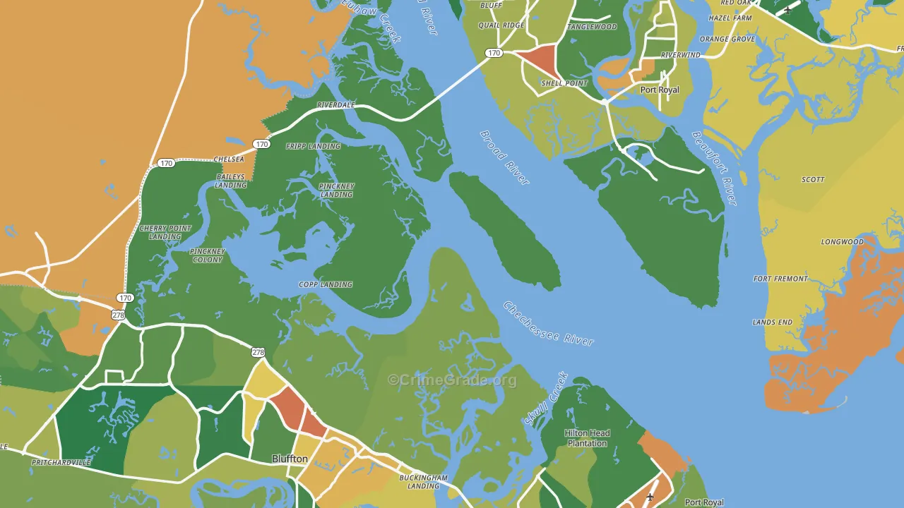 Beaufort County, SC Map of Assault Rates