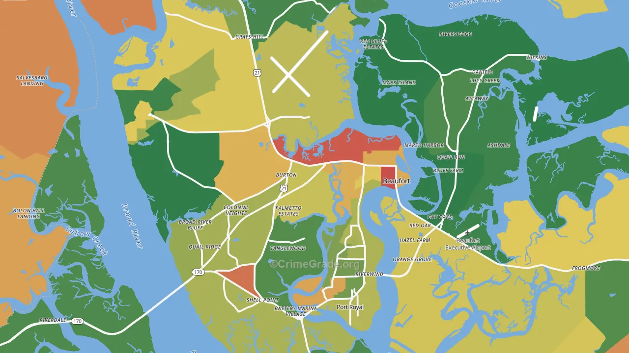 Beaufort, SC Map of Assault Rates