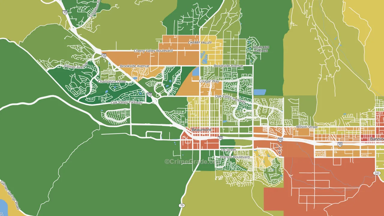 Beaumont, CA Map of Assault Rates