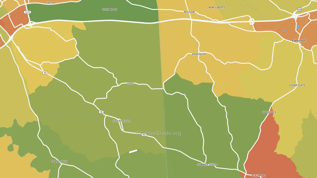 Beaumont, KY Map of Assault Rates