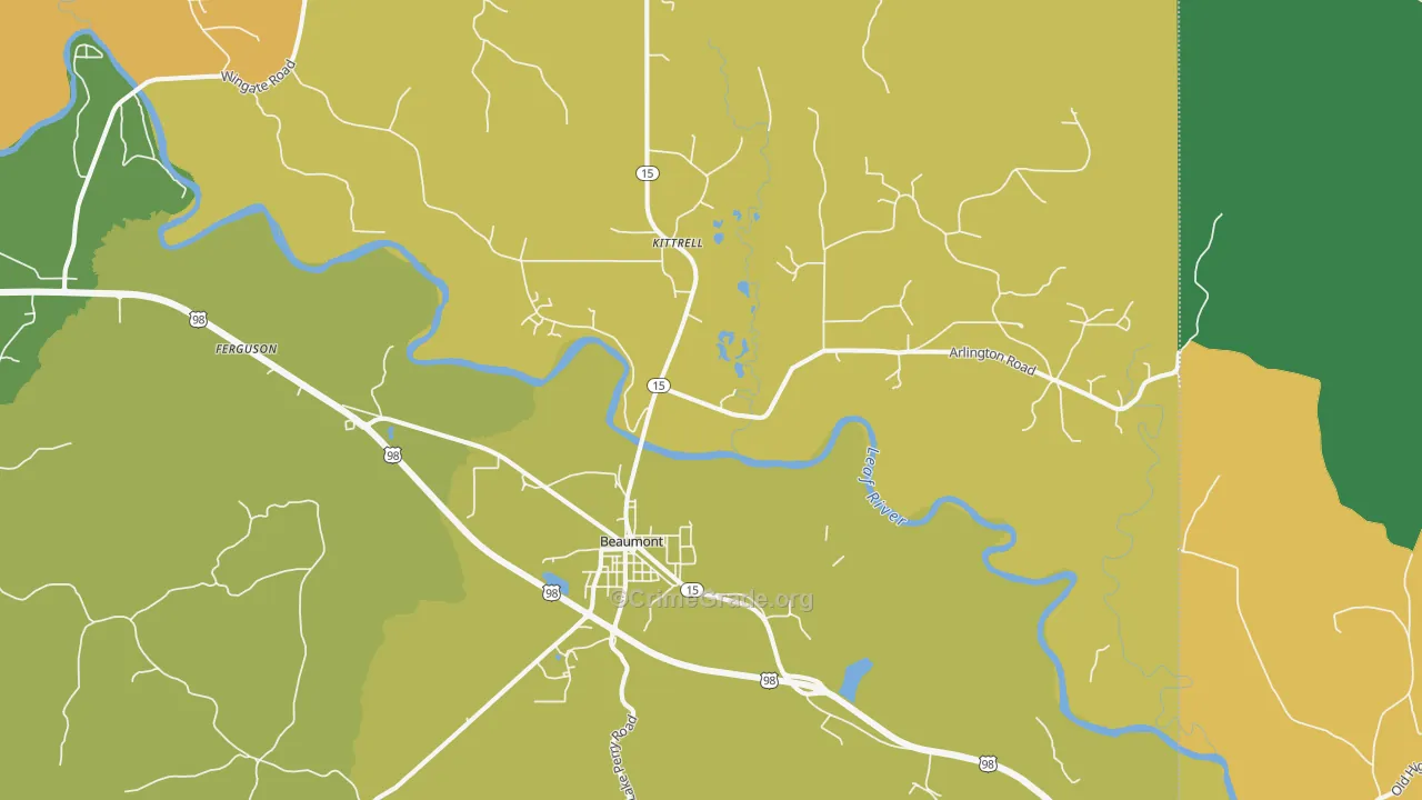 Beaumont, MS Map of Assault Rates