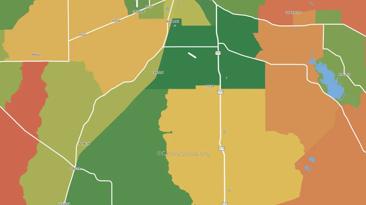 Beauregard Parish, LA Map of Assault Rates