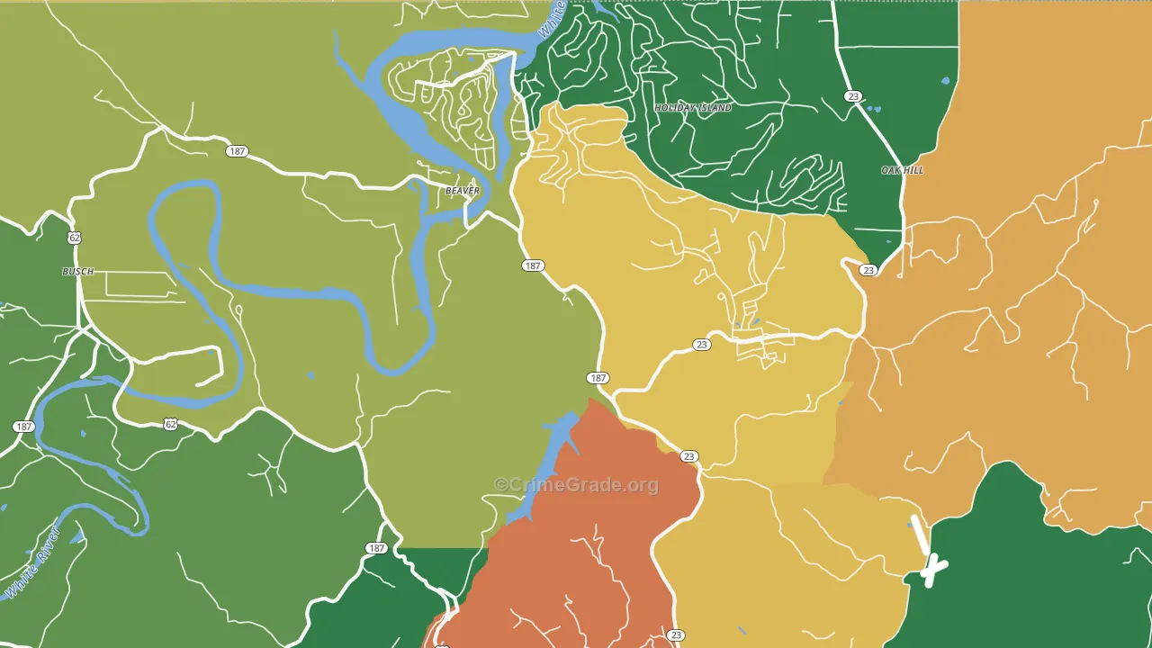 Beaver, AR Map of Assault Rates