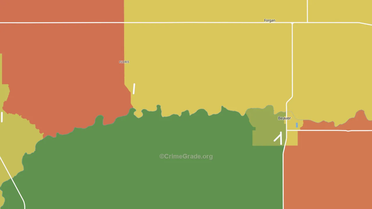 Beaver County, OK Map of Assault Rates