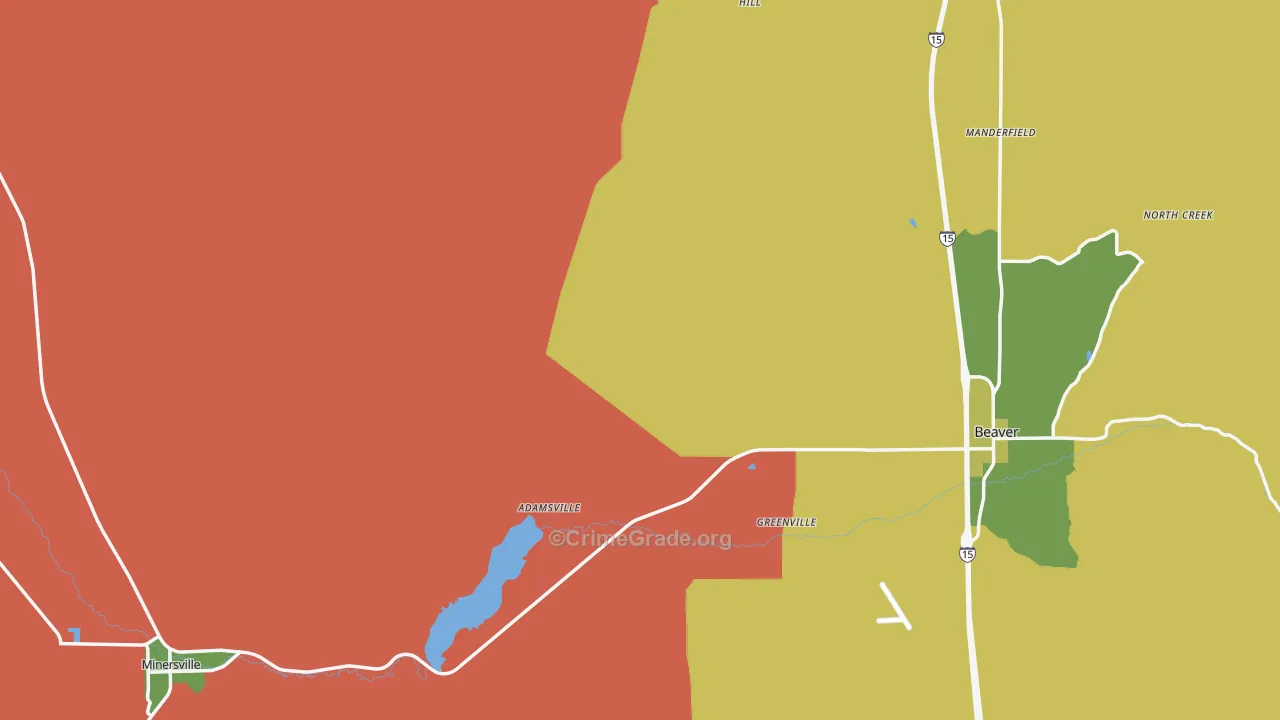 Beaver County, UT Map of Assault Rates